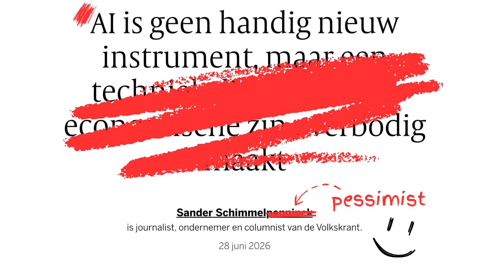 Mijn reactie op de AI column van Sander Schimmelpenninck